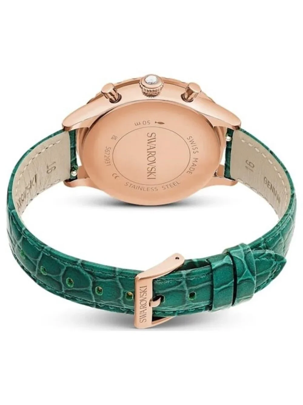 NWT Swarovski Octea Chrono Quartz Crystal Green Dial Watch